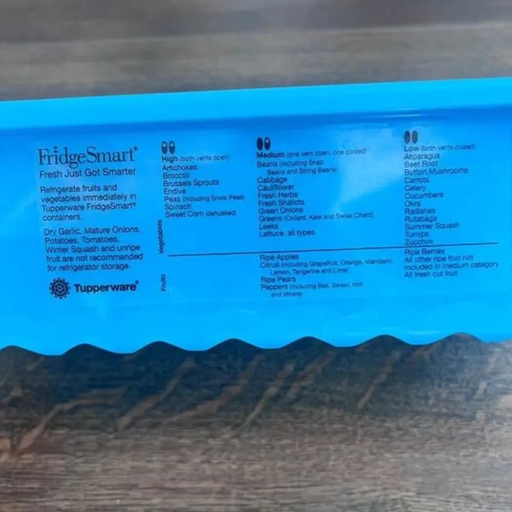 Tupperware FridgeSmart 3-Piece Vented Produce Saver Storage Set – Blue/Teal